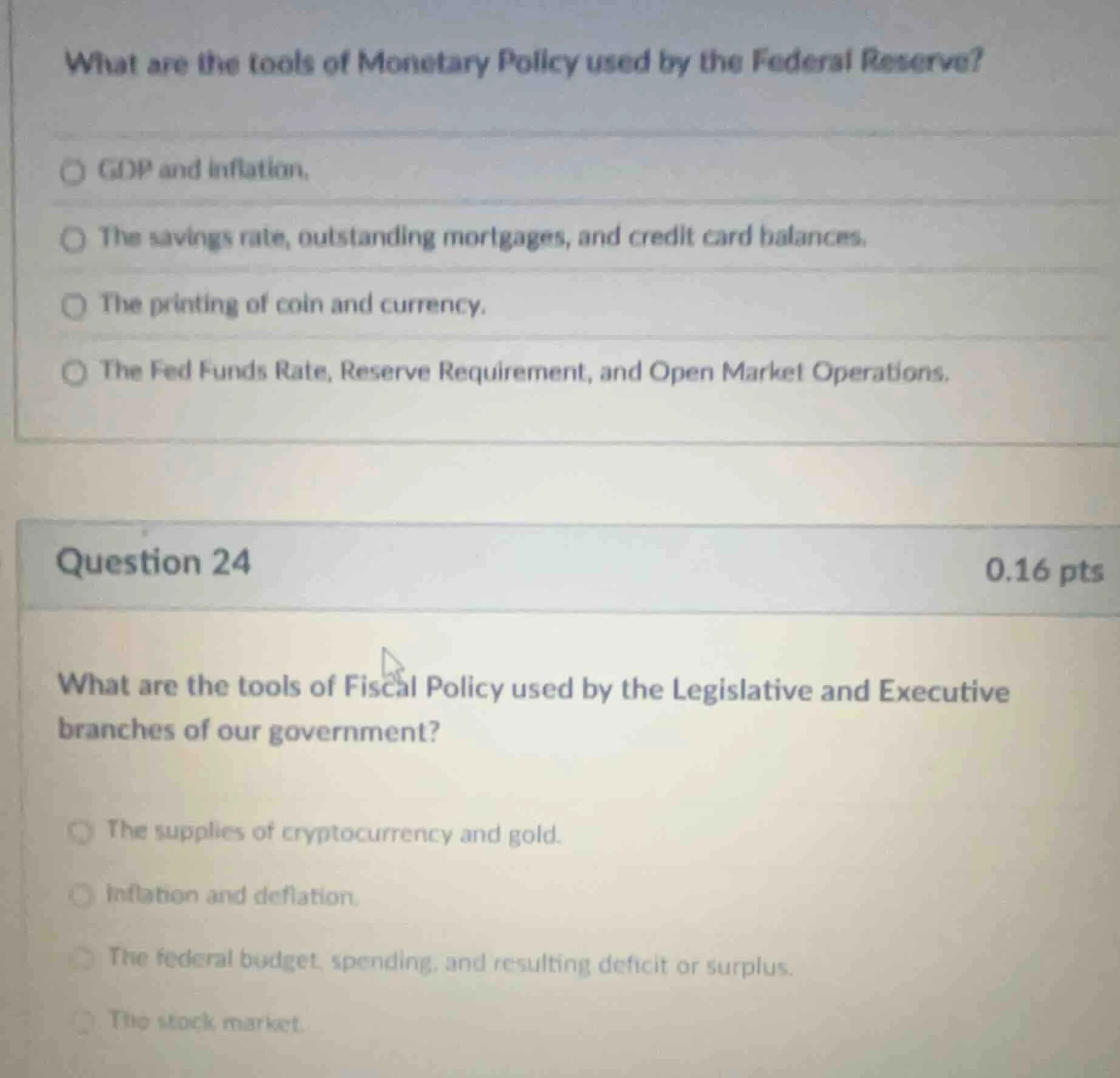 what are the tools of monetary policy used by the federal reserve?○ gdp…