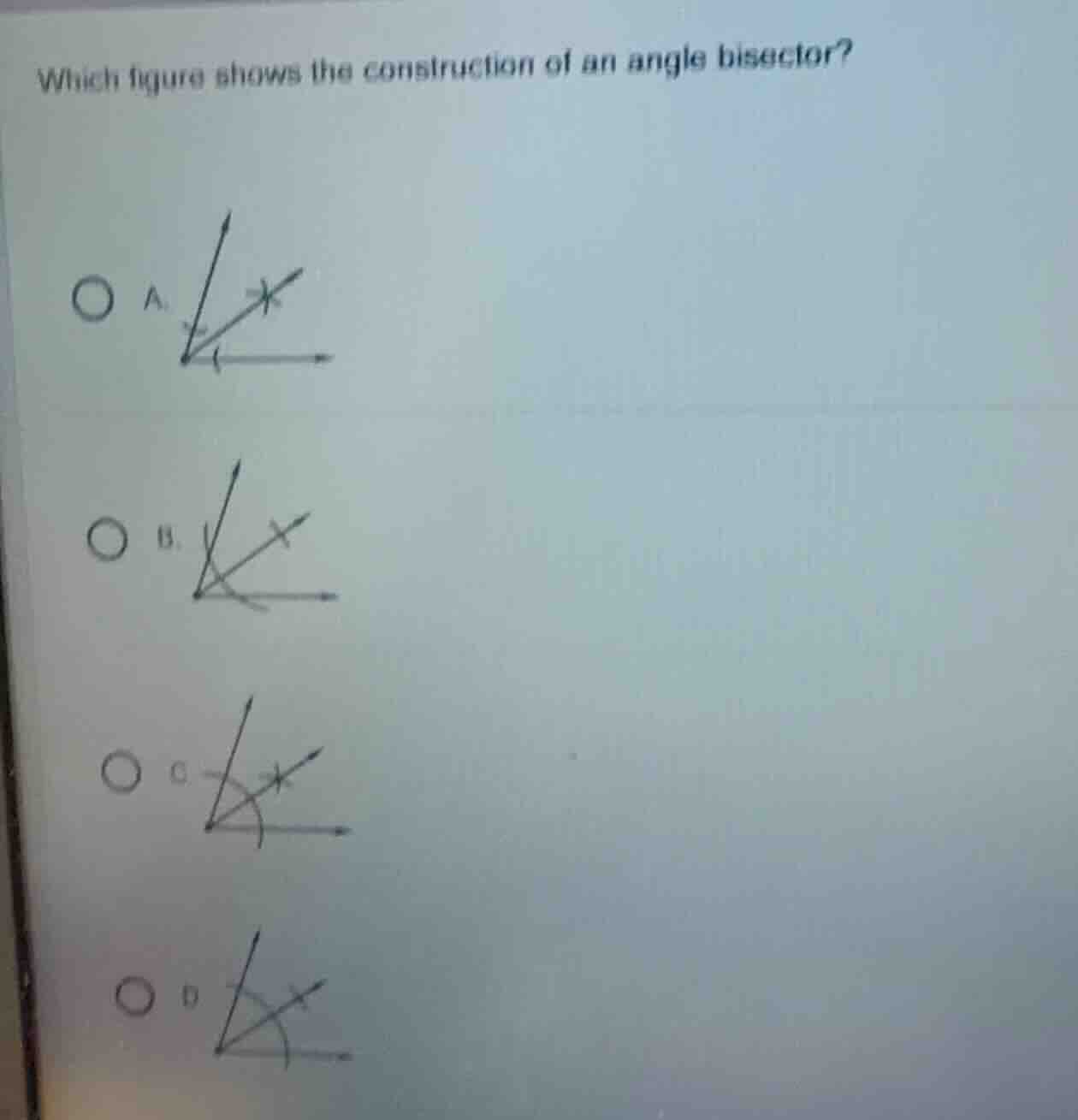 which figure shows the construction of an angle bisector?