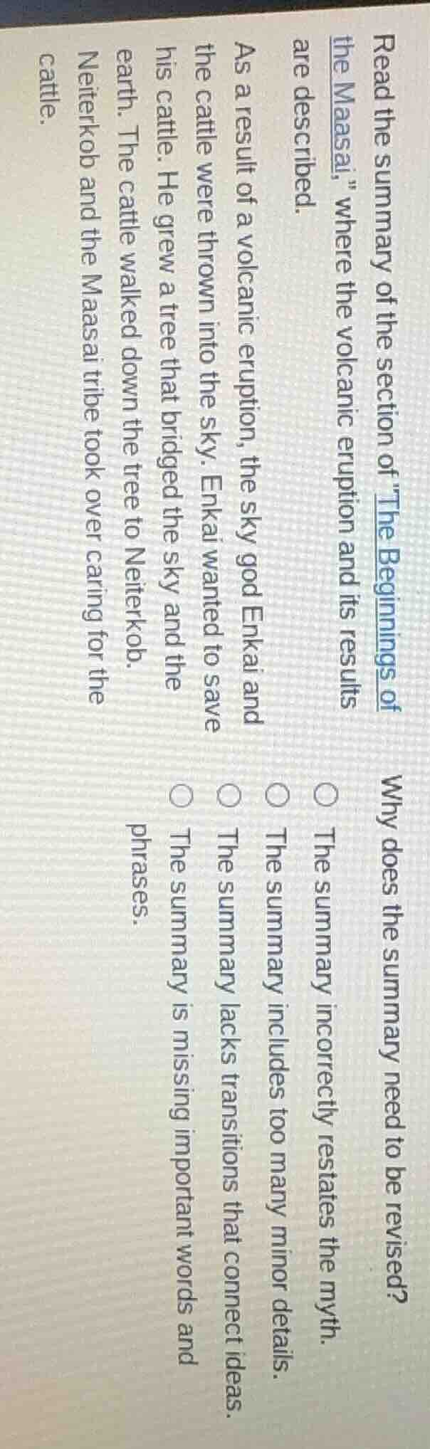 read the summary of the section of \the beginnings of the maasai,\ wher…