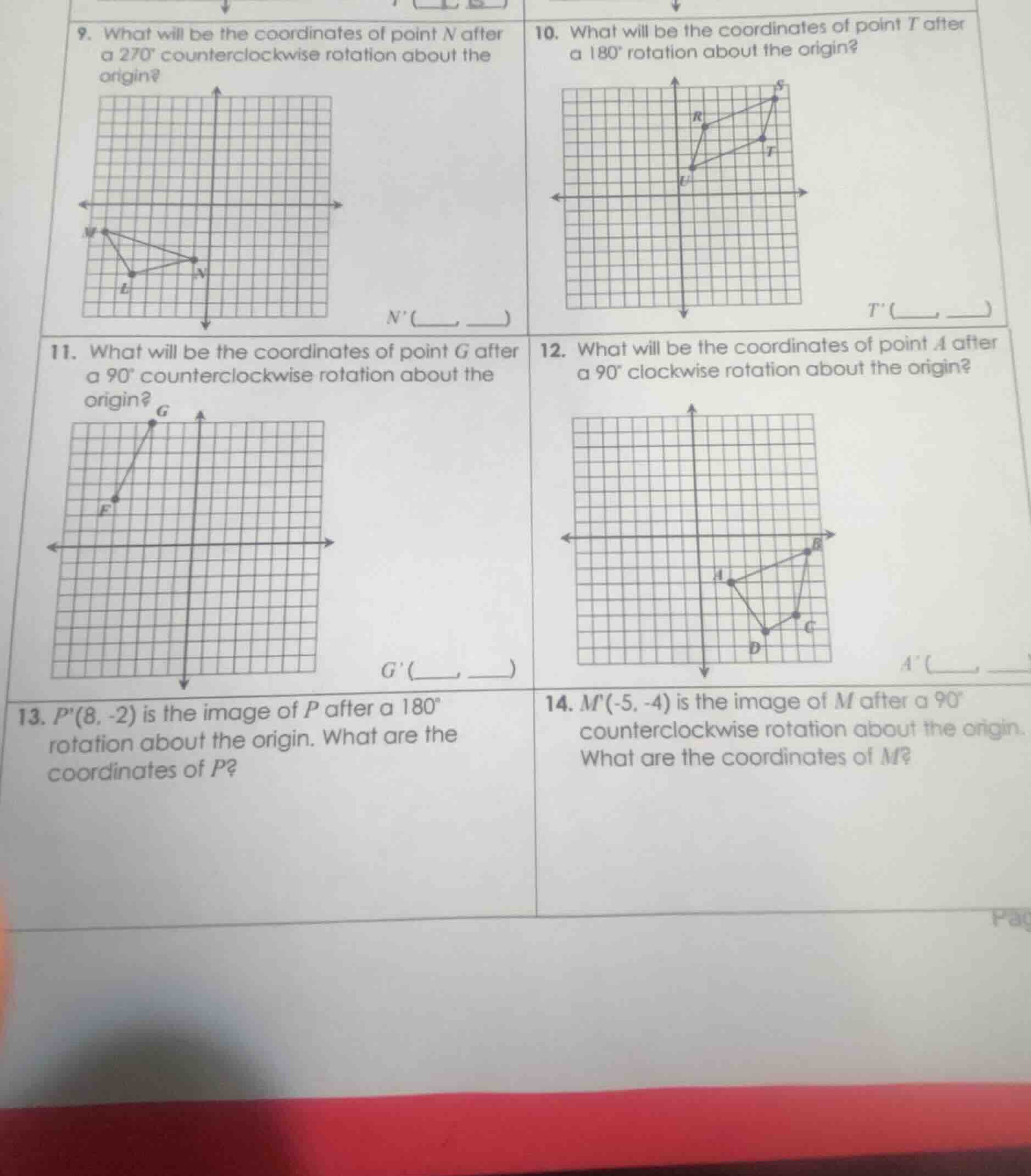 9. what will be the coordinates of point n after a $270^\\circ$ counter…