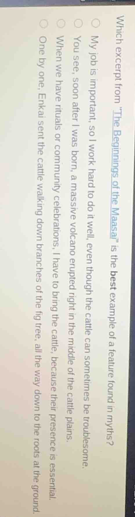 which excerpt from \the beginnings of the maasai\ is the best example o…