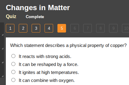 changes in matter quiz complete 1 2 3 4 5 6 7 8 9 10 which statement de…