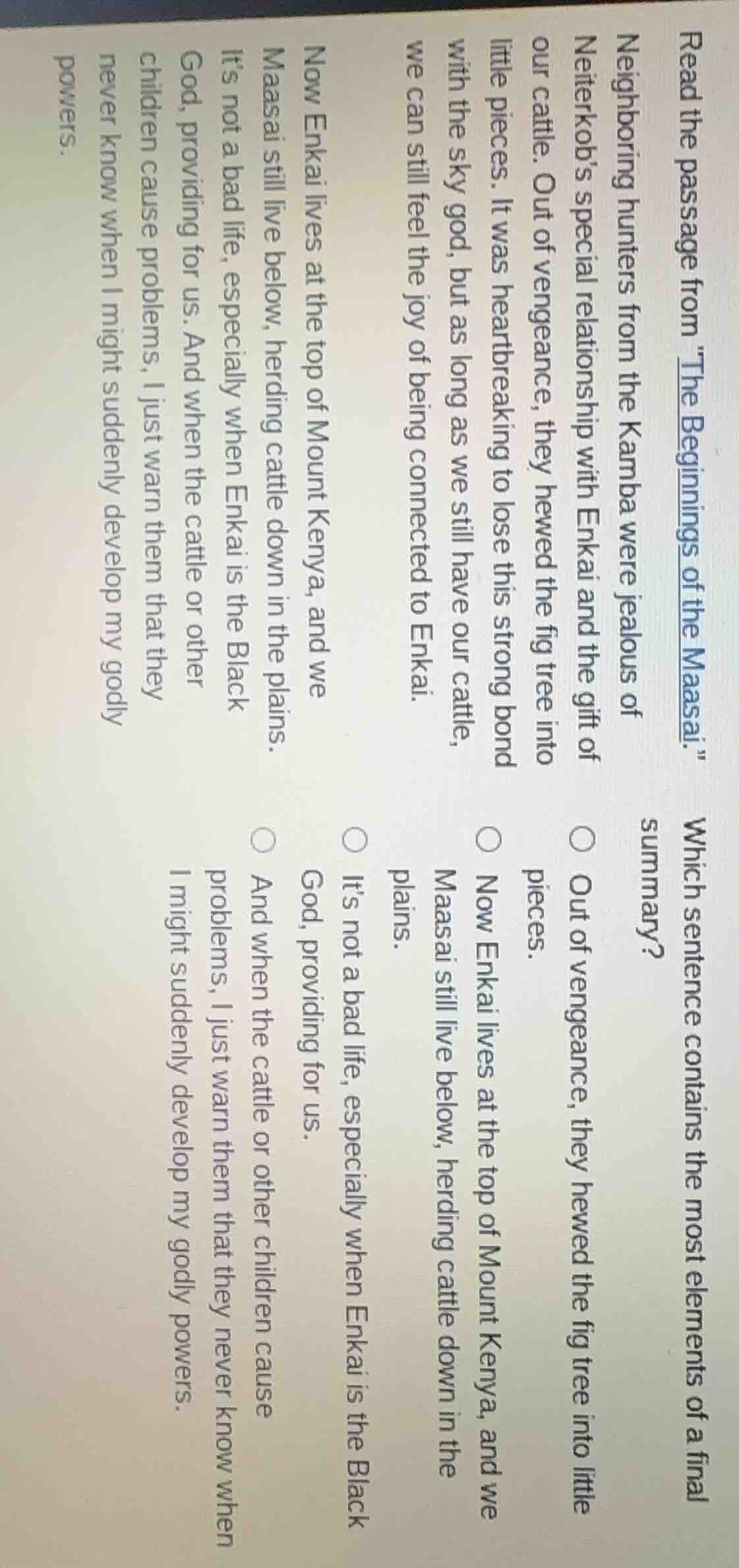 read the passage from the beginnings of the maasai. neighboring hunters…