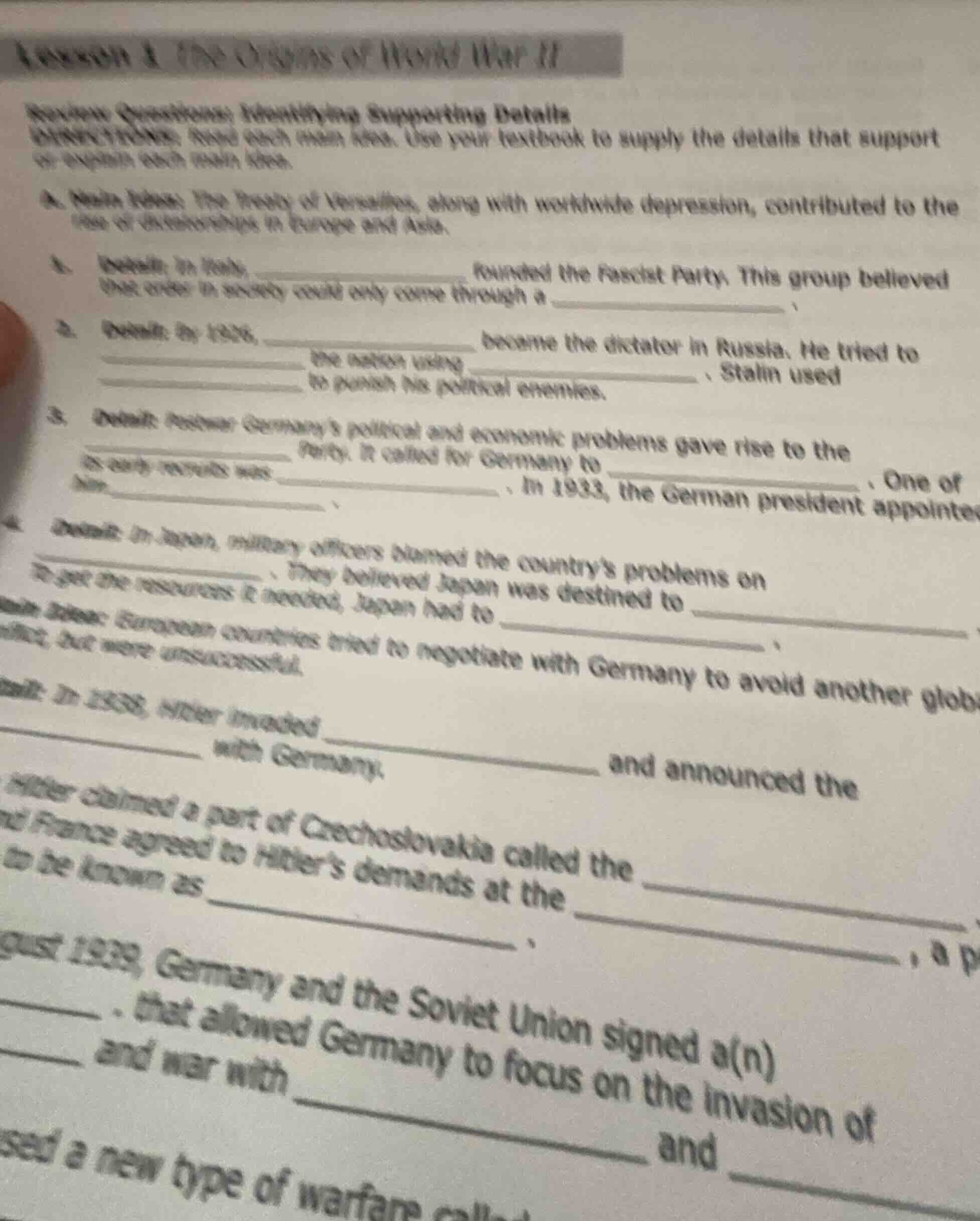 lesson 1 the origins of world war ii review questions: identifying supp…