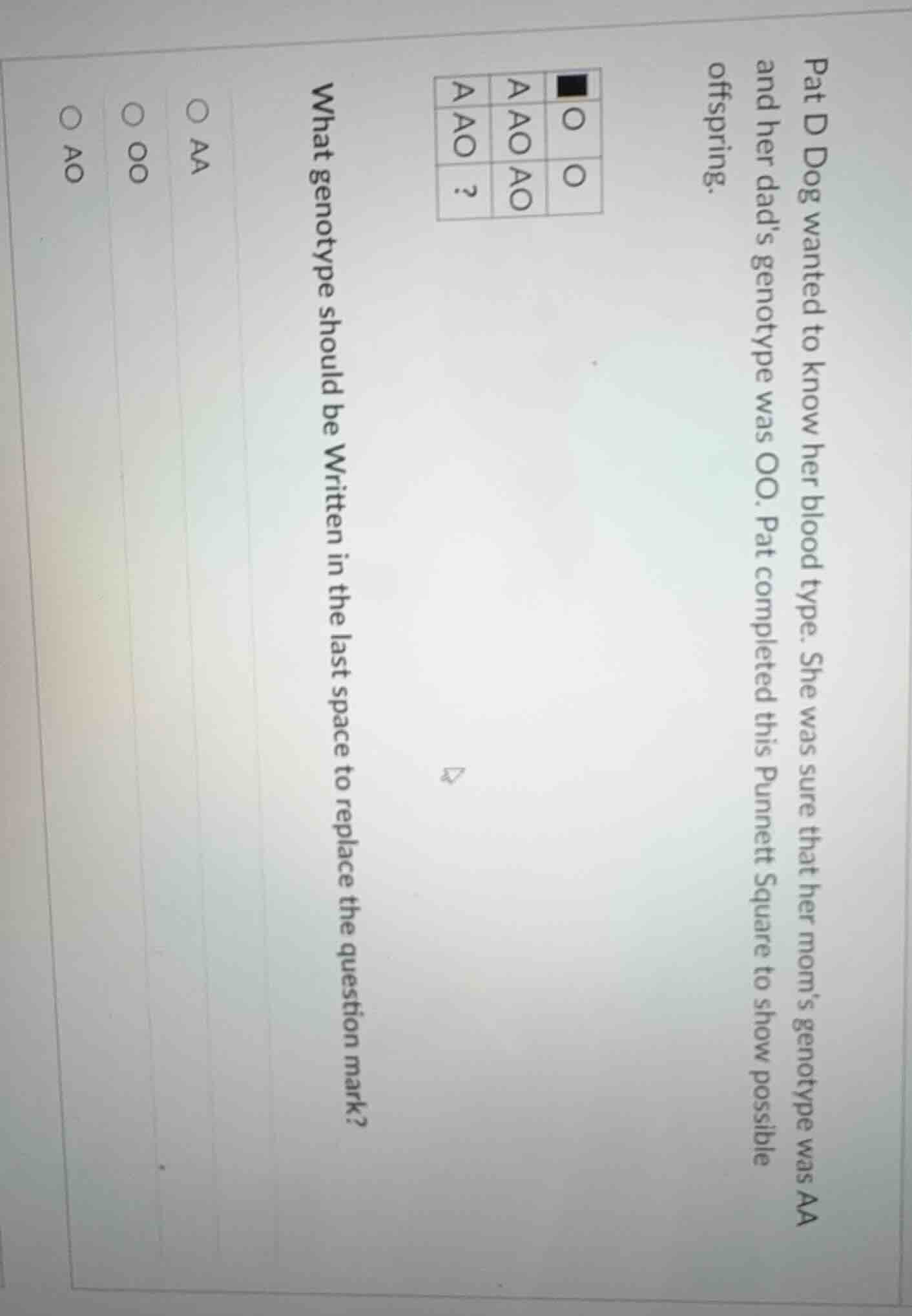 pat d dog wanted to know her blood type. she was sure that her moms gen…