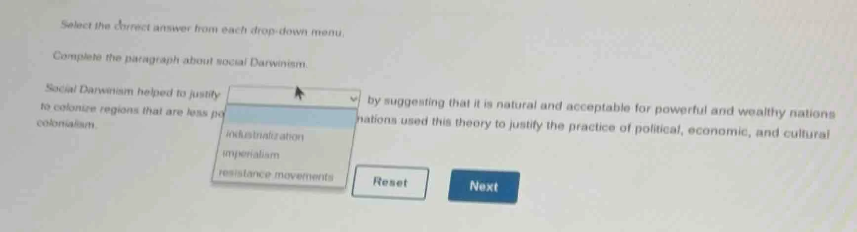 select the correct answer from each drop-down menu. complete the paragr…