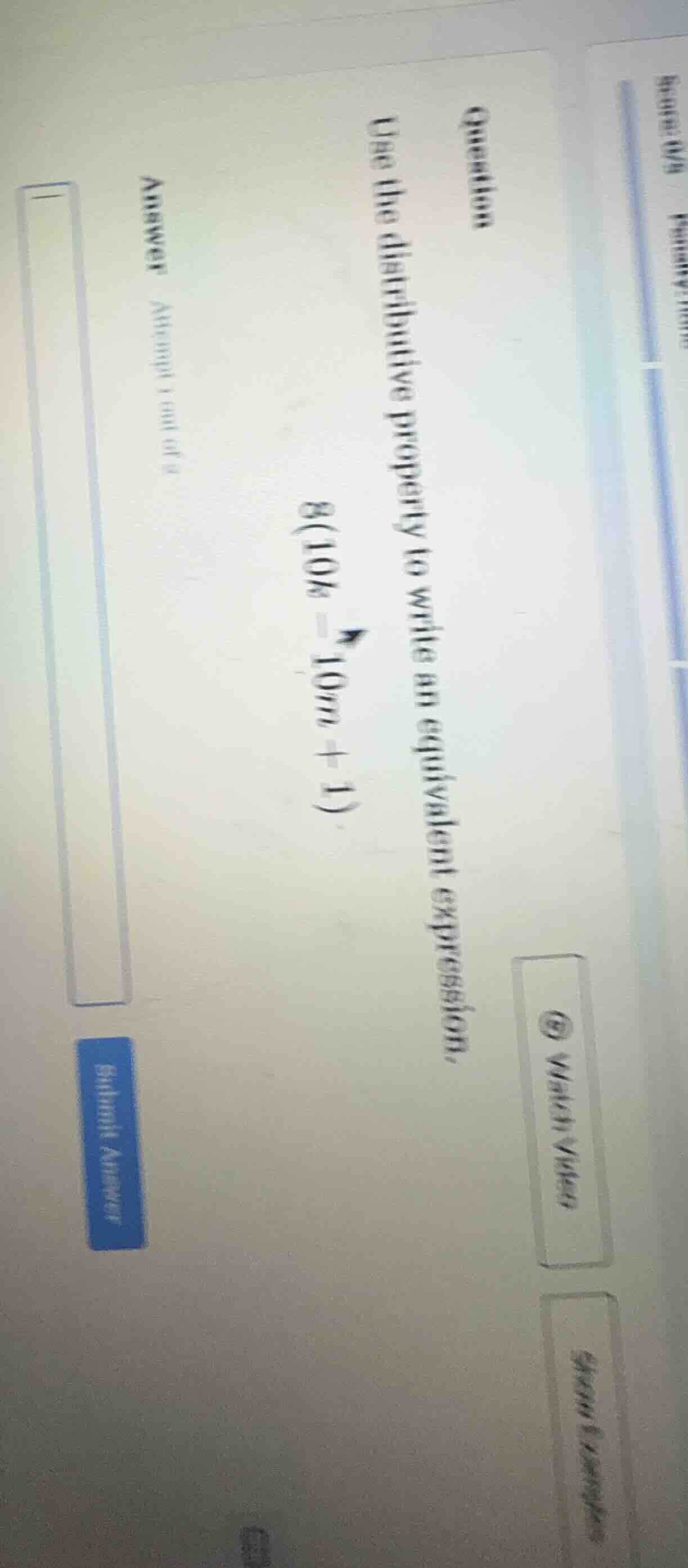 question use the distributive property to write an equivalent expressio…