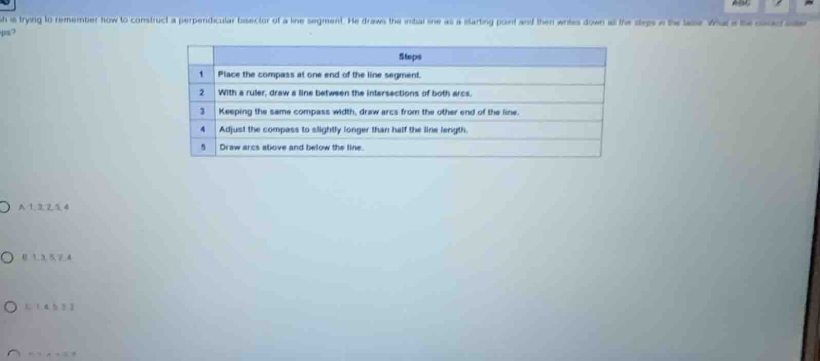 is trying to remember how to construct a perpendicular bisector of a li…