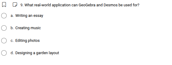 9. what real-world application can geogebra and desmos be used for? a. …