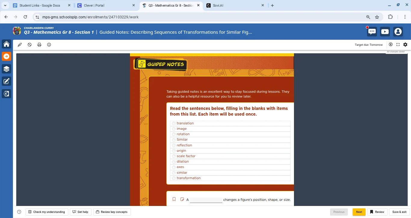 charlanden curry q3 - mathematics gr 8 - section 1 | guided notes: desc…