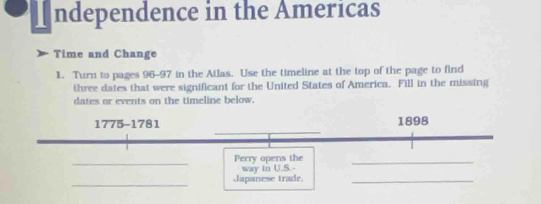 independence in the americas▶ time and change1. turn to pages 96-97 in …