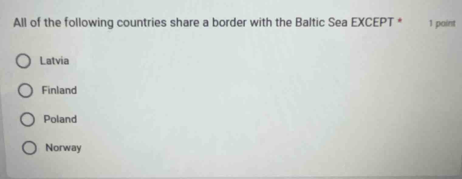 all of the following countries share a border with the baltic sea excep…