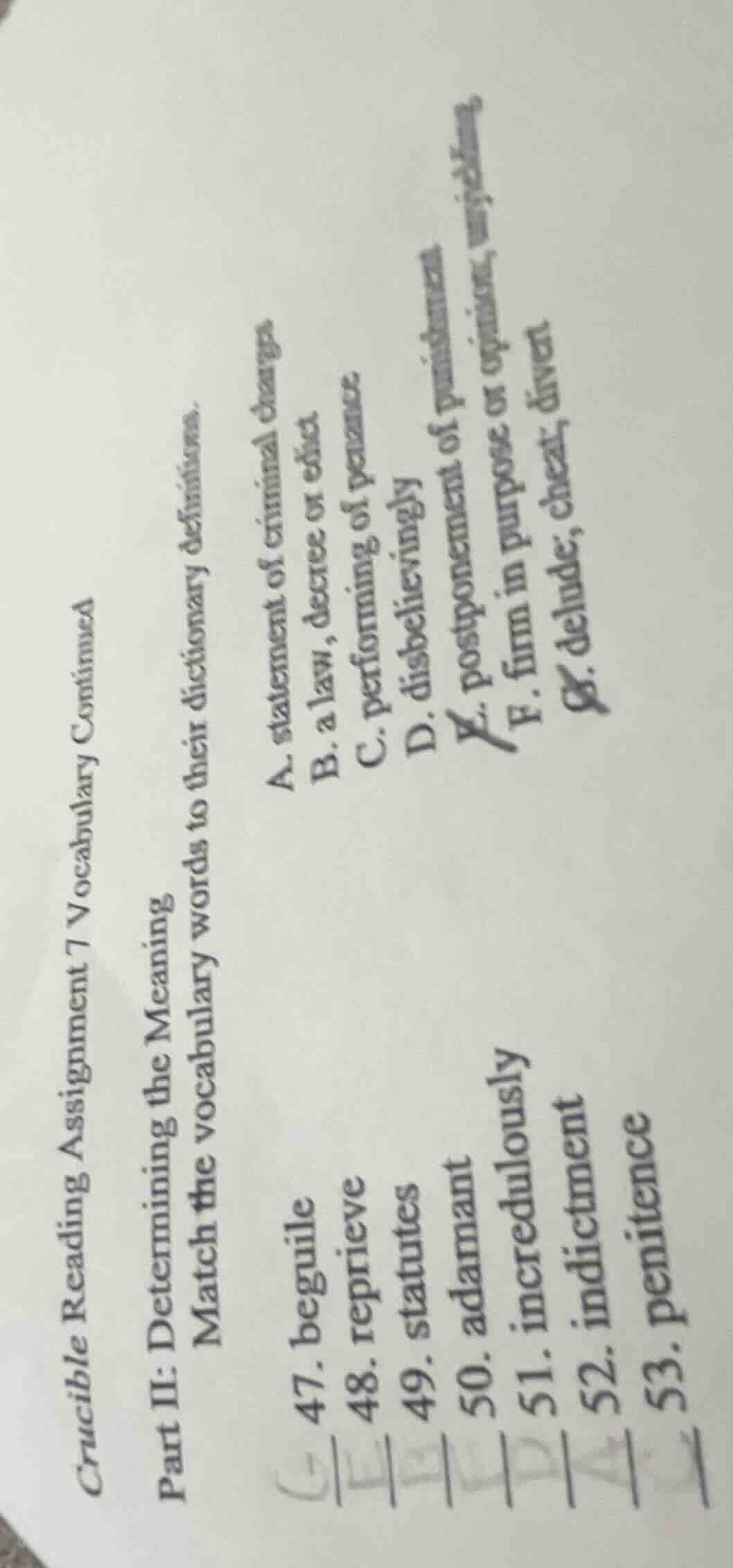 crucible reading assignment 7 vocabulary continued part ii: determining…