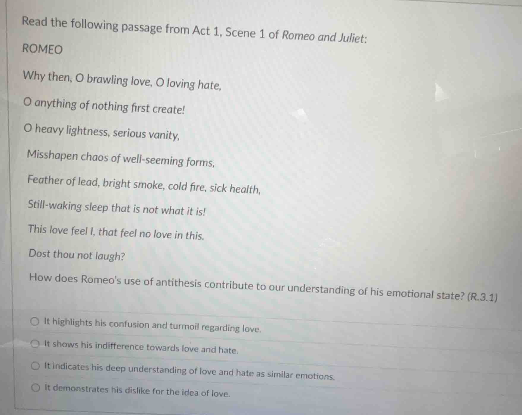 read the following passage from act 1, scene 1 of romeo and juliet: rom…