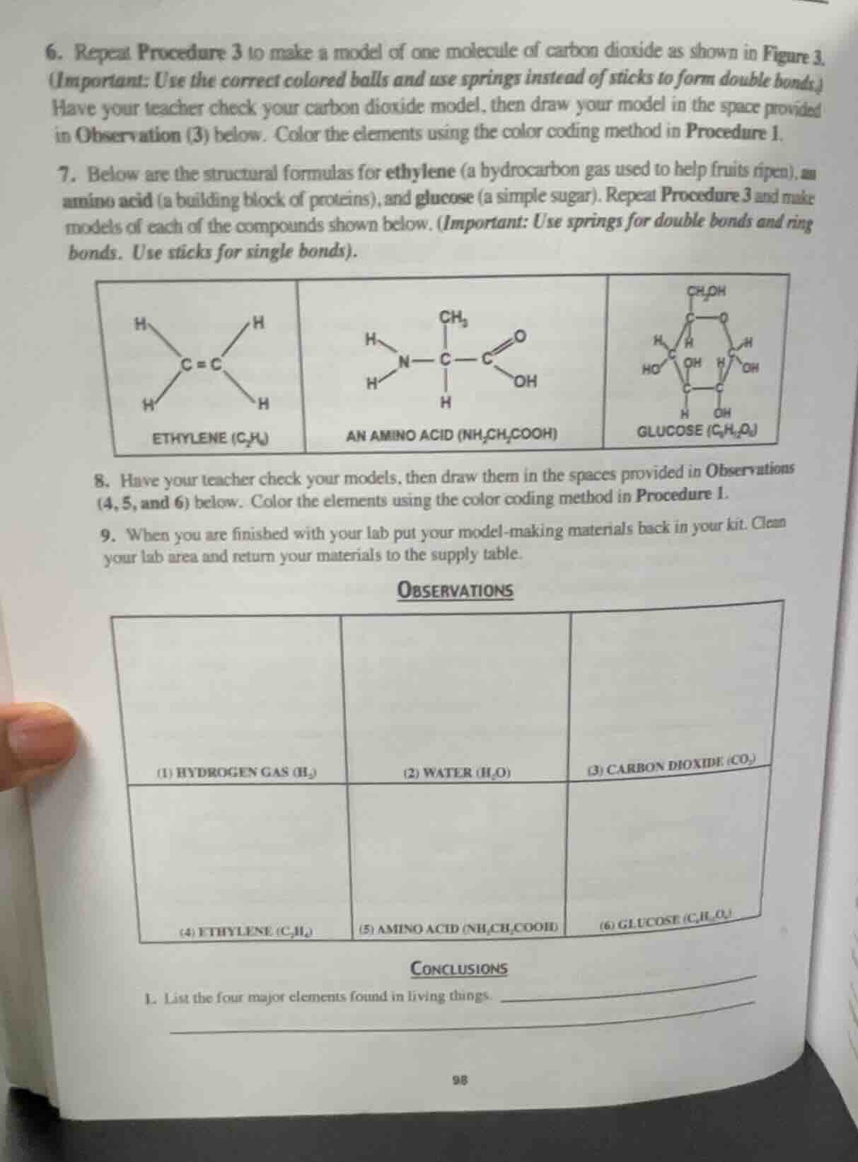6. repeat procedure 3 to make a model of one molecule of carbon dioxide…