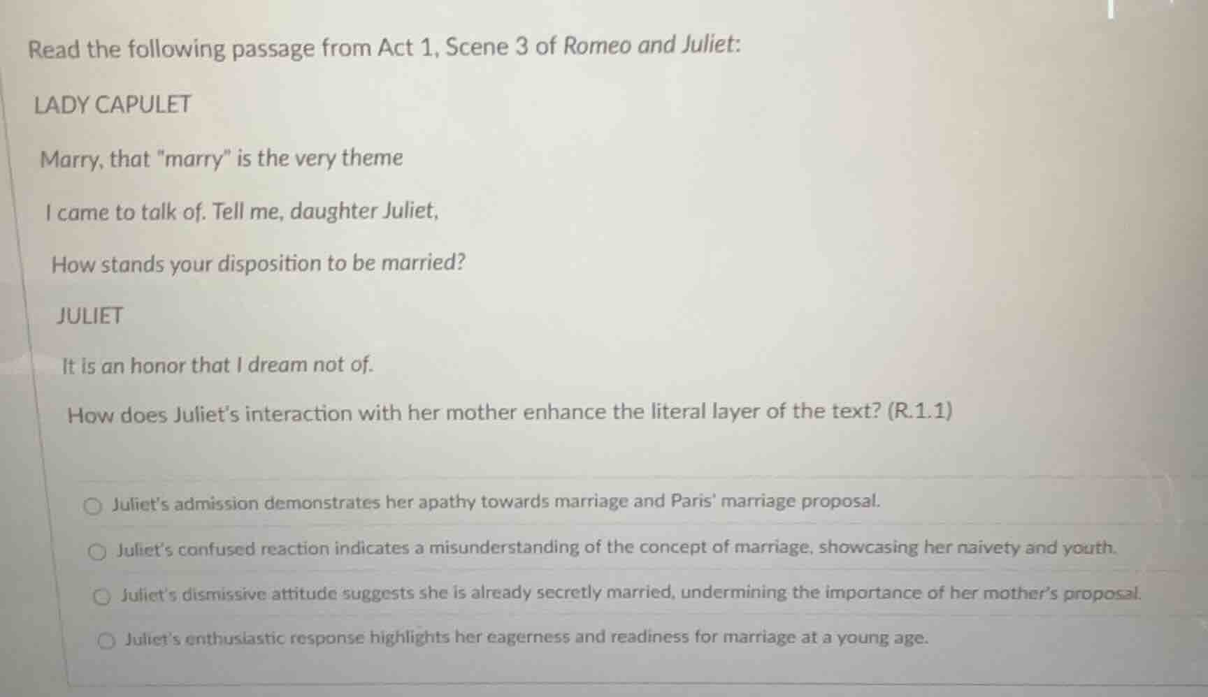 read the following passage from act 1, scene 3 of romeo and juliet: lad…