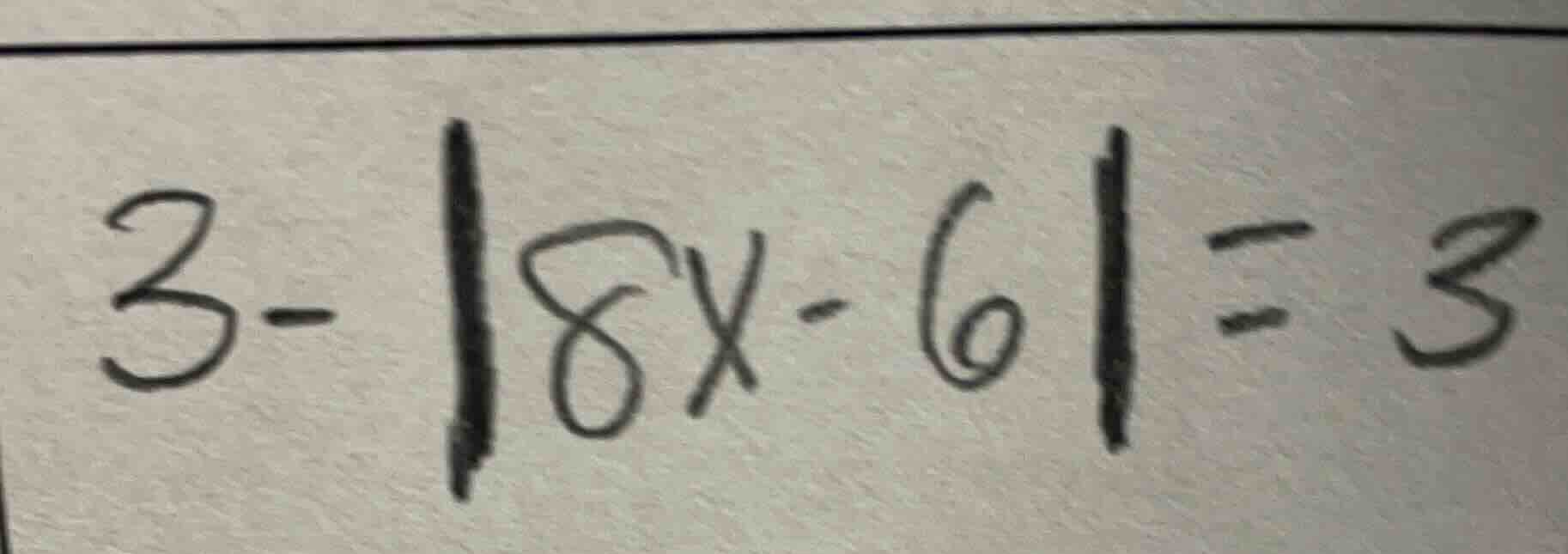 $3-|8x-6|=3$
