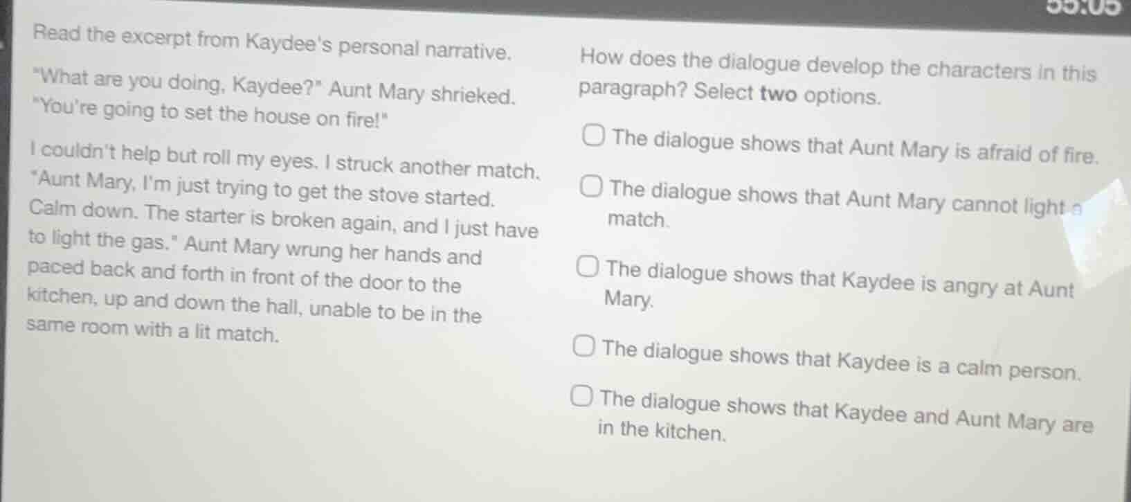 read the excerpt from kaydees personal narrative. \what are you doing, …