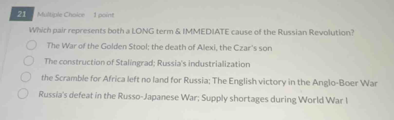 21 multiple choice 1 point which pair represents both a long term & imm…