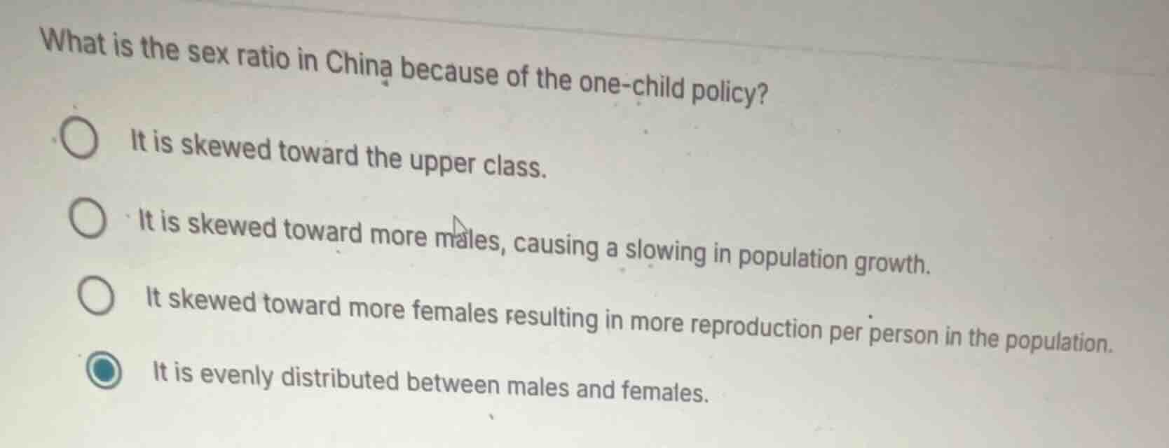what is the sex ratio in china because of the one-child policy? it is s…