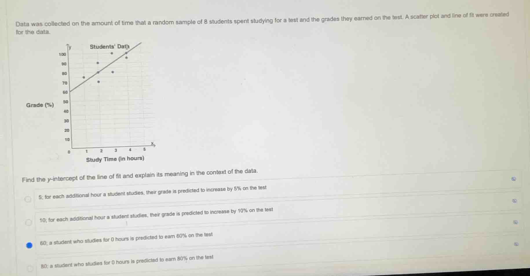 data was collected on the amount of time that a random sample of 8 stud…