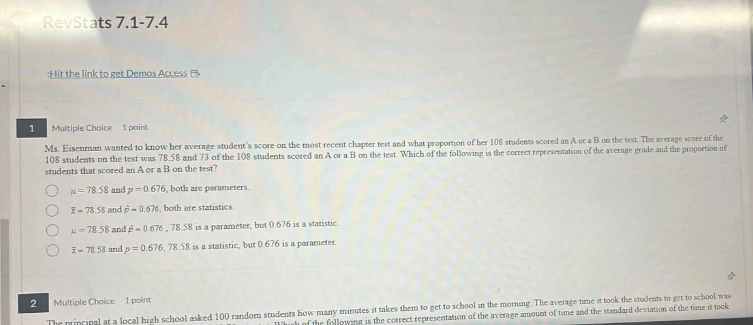 revstats 7.1-7.4 :hit the link to get demos access 1 multiple choice 1 …