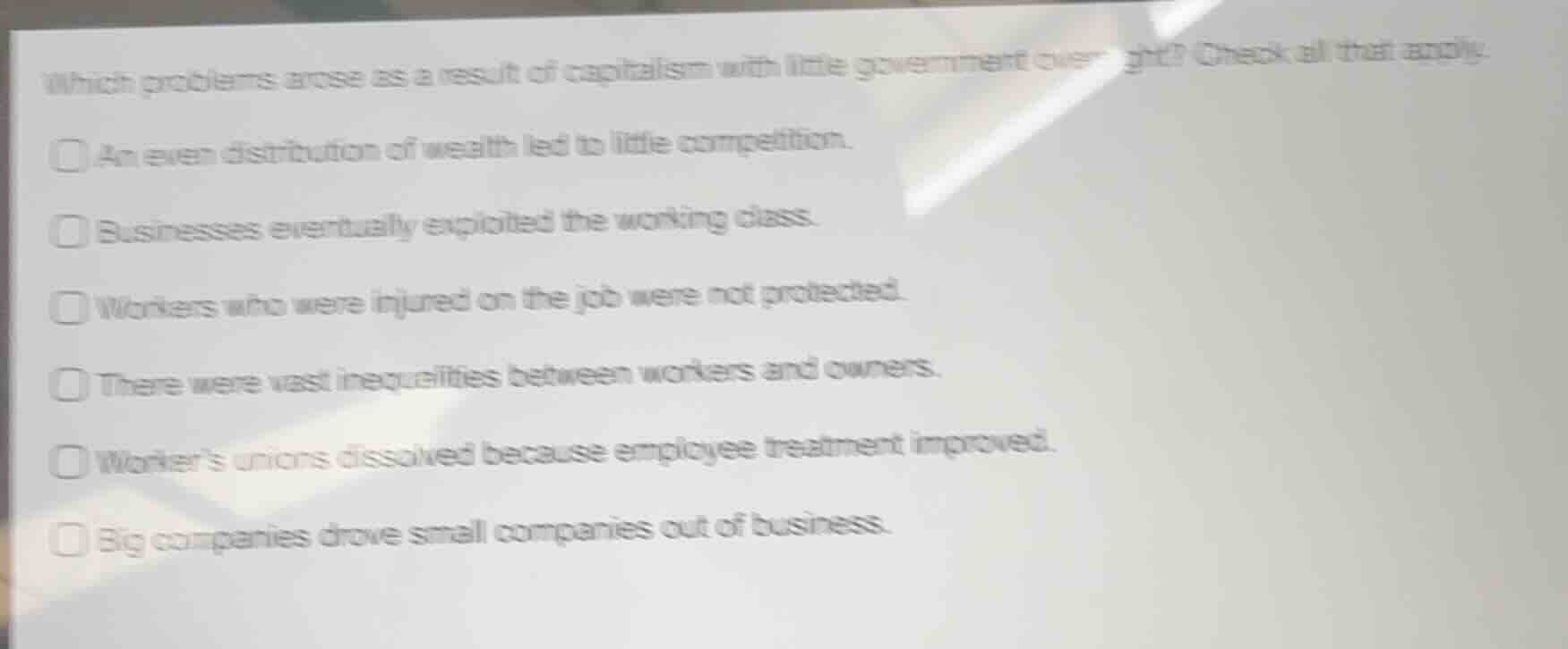 which problems arose as a result of capitalism with little government o…
