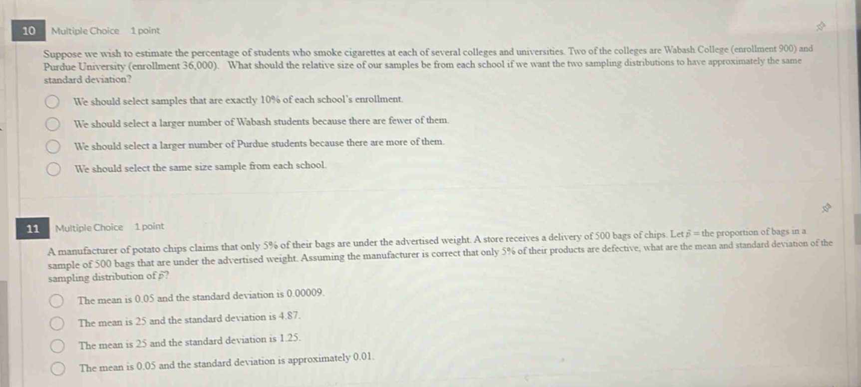 10 multiple choice 1 point suppose we wish to estimate the percentage o…