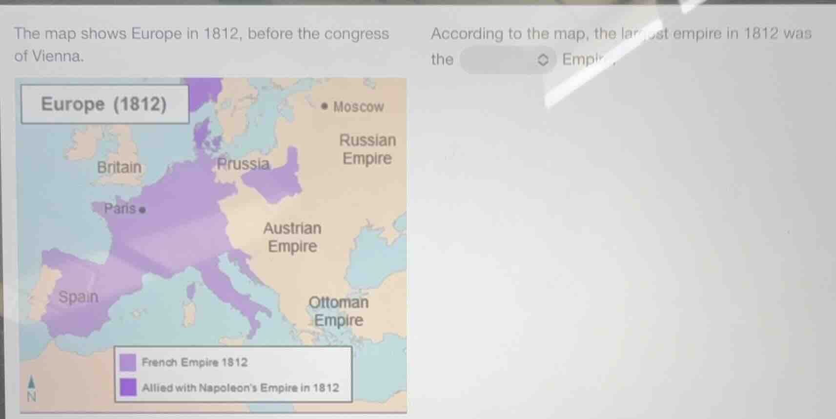the map shows europe in 1812, before the congress of vienna. according …