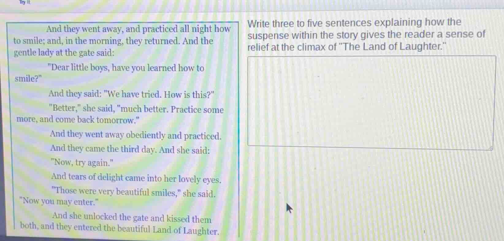 and they went away, and practiced all night how to smile; and, in the m…