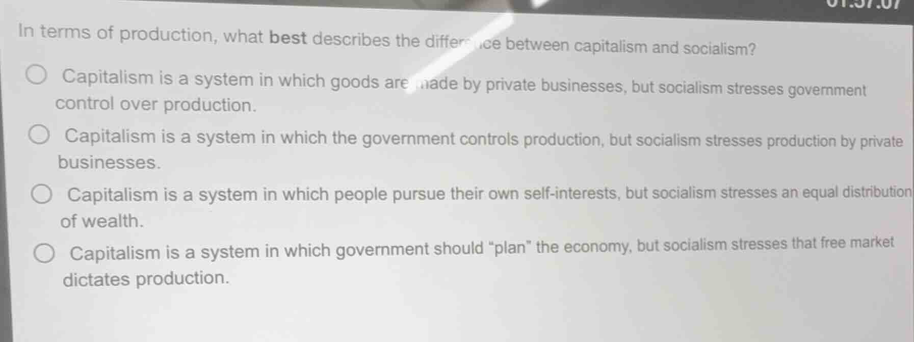 in terms of production, what best describes the difference between capi…