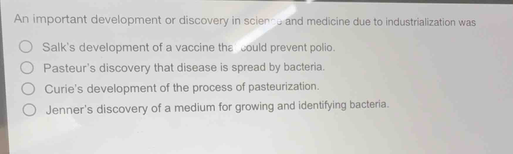 an important development or discovery in science and medicine due to in…