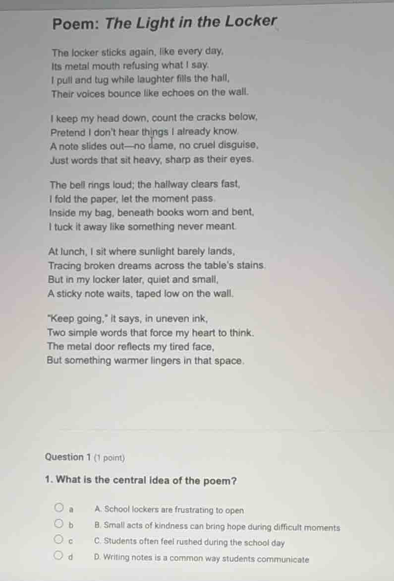 poem: the light in the locker the locker sticks again, like every day, …