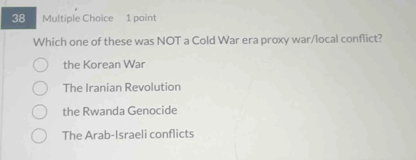 38 multiple choice 1 point which one of these was not a cold war era pr…