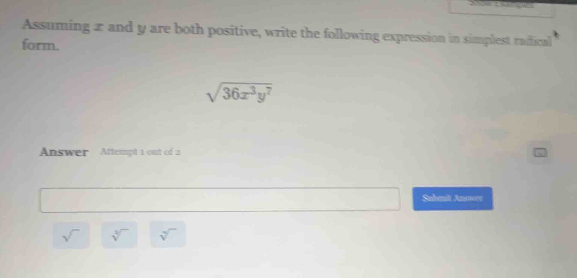 assuming $x$ and $y$ are both positive, write the following expression …