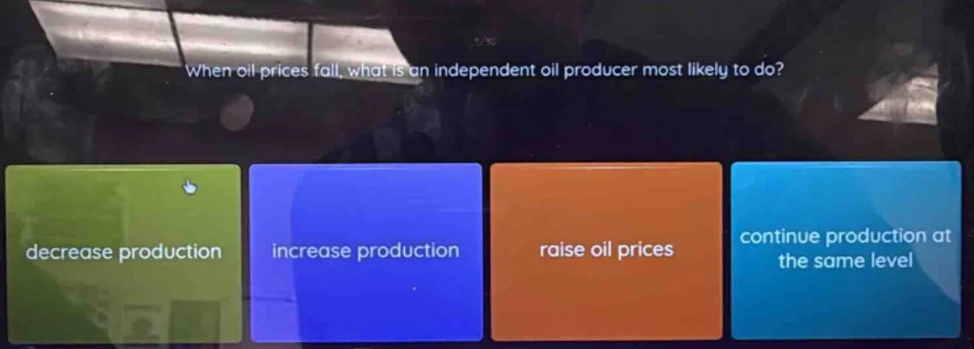 when oil prices fall, what is an independent oil producer most likely t…