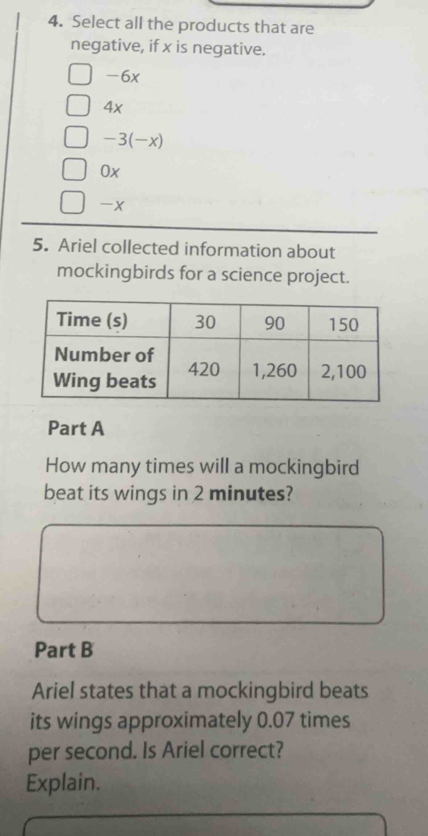 4. select all the products that are negative, if $x$ is negative.$squar…