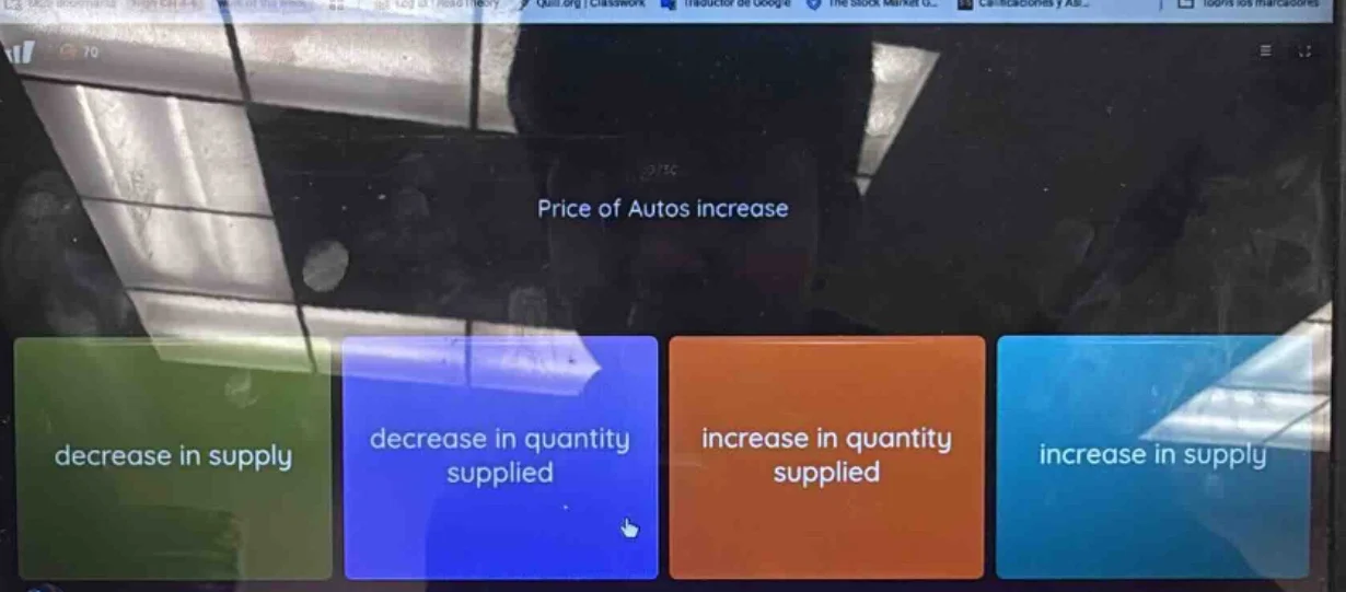 price of autos increase decrease in supply decrease in quantity supplie…