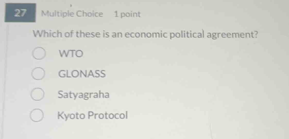 27 multiple choice 1 point which of these is an economic political agre…