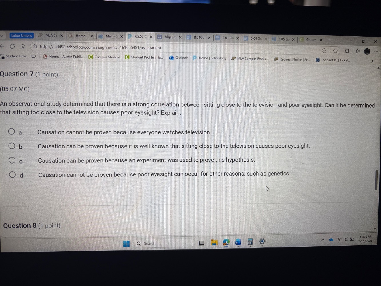 question 7 (1 point)(05.07 mc)an observational study determined that th…