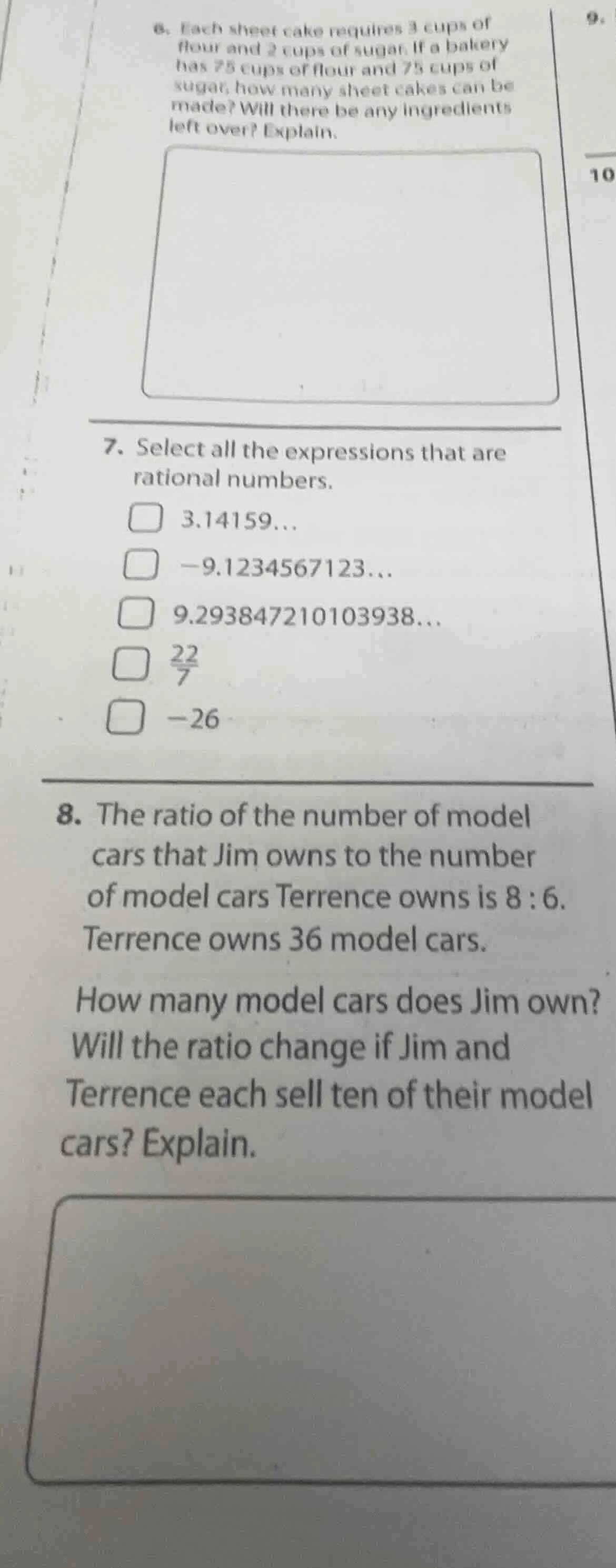 6. each sheet cake requires 3 cups of flour and 2 cups of sugar. if a b…