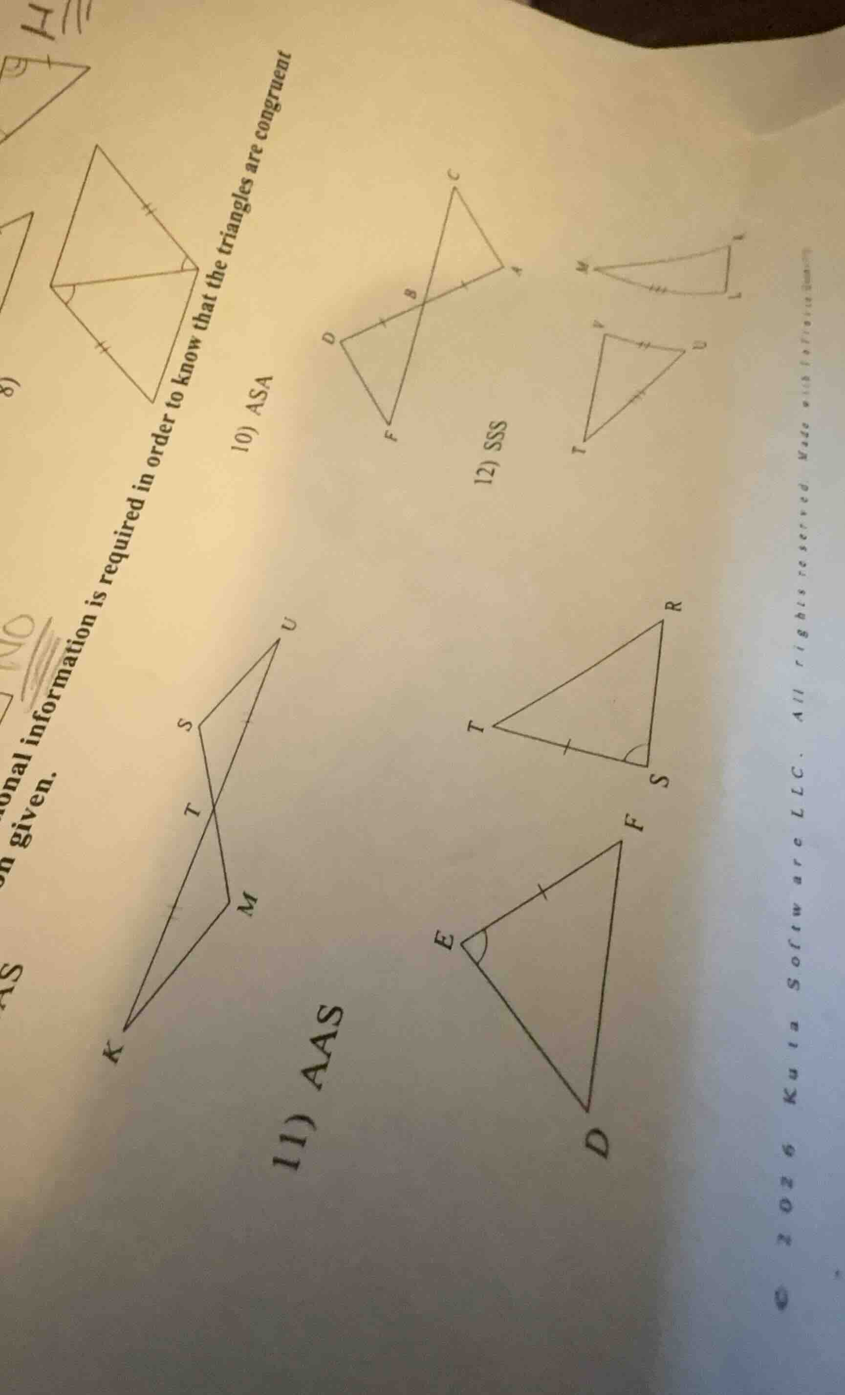 8)astional information is required in order to know that the triangles …