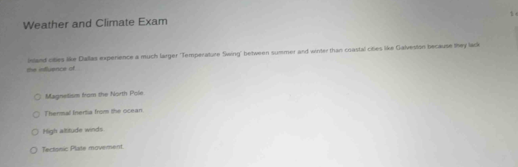 weather and climate exam inland cities like dallas experience a much la…