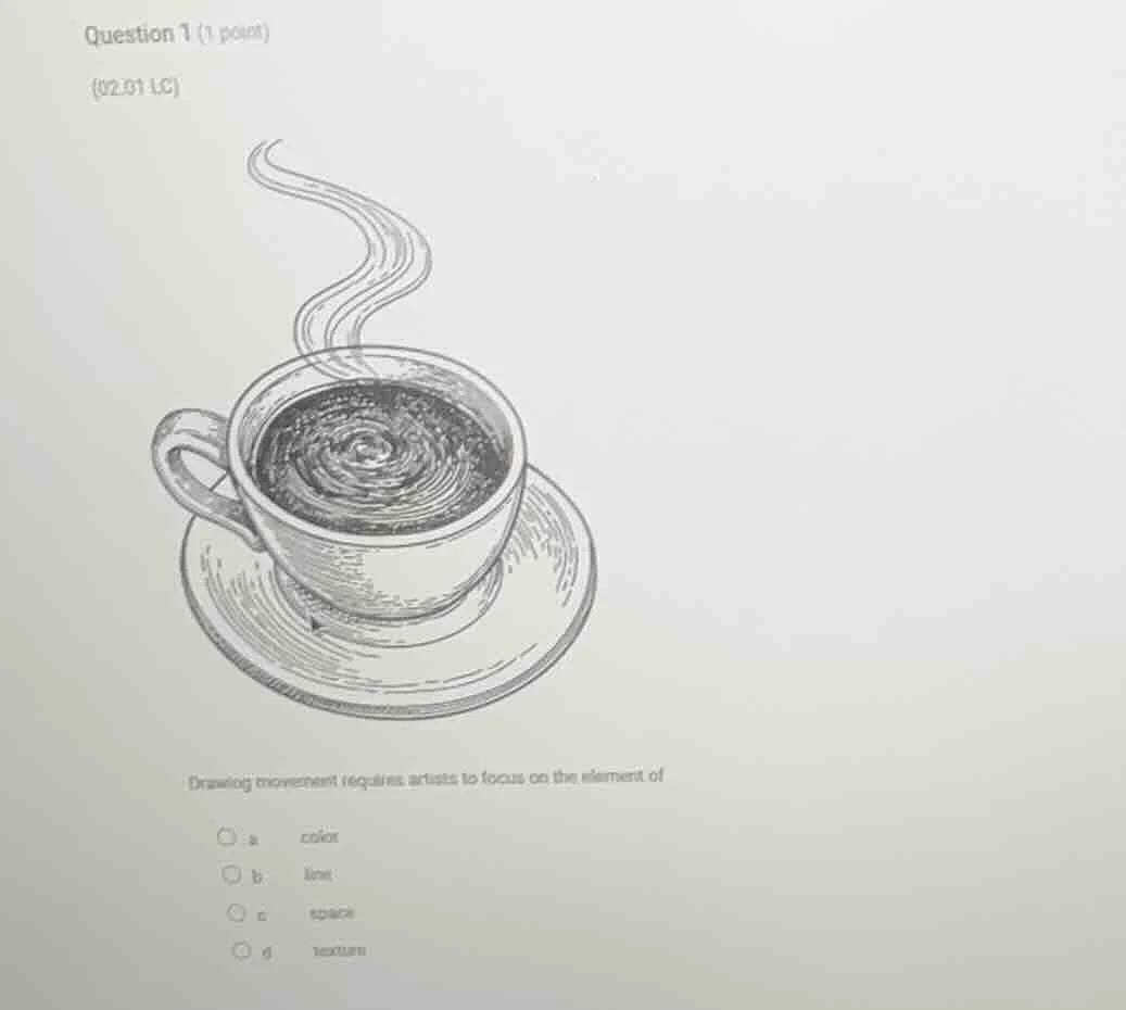 question 1 (1 point)(02.01 lc)drawing movement requires artists to focu…