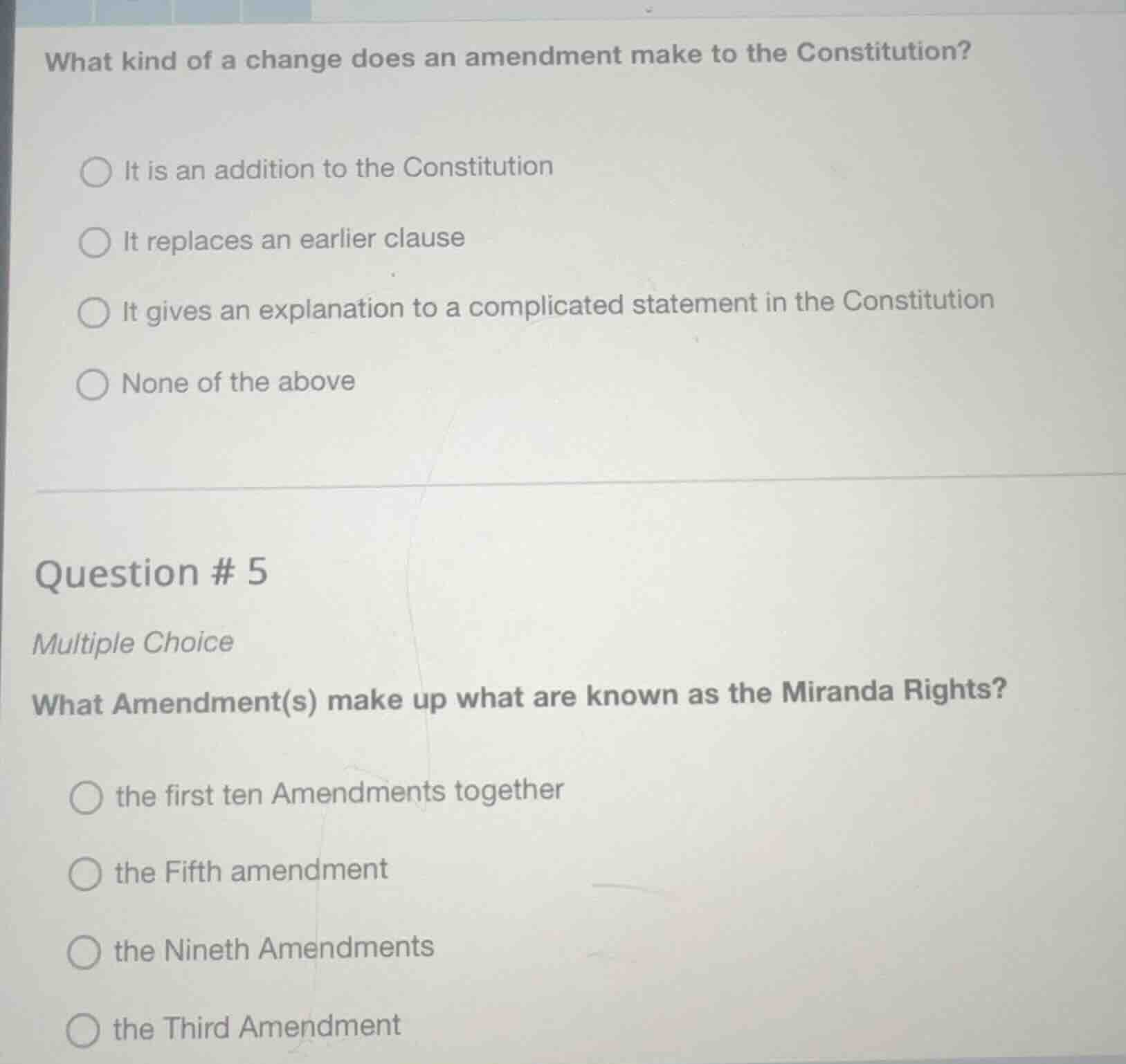 what kind of a change does an amendment make to the constitution?○ it i…