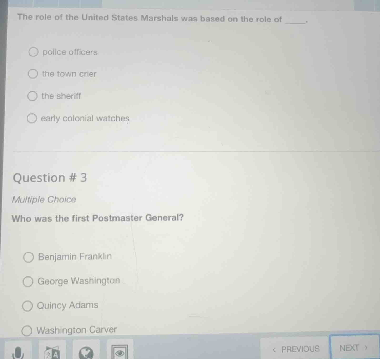 the role of the united states marshals was based on the role of _____.○…