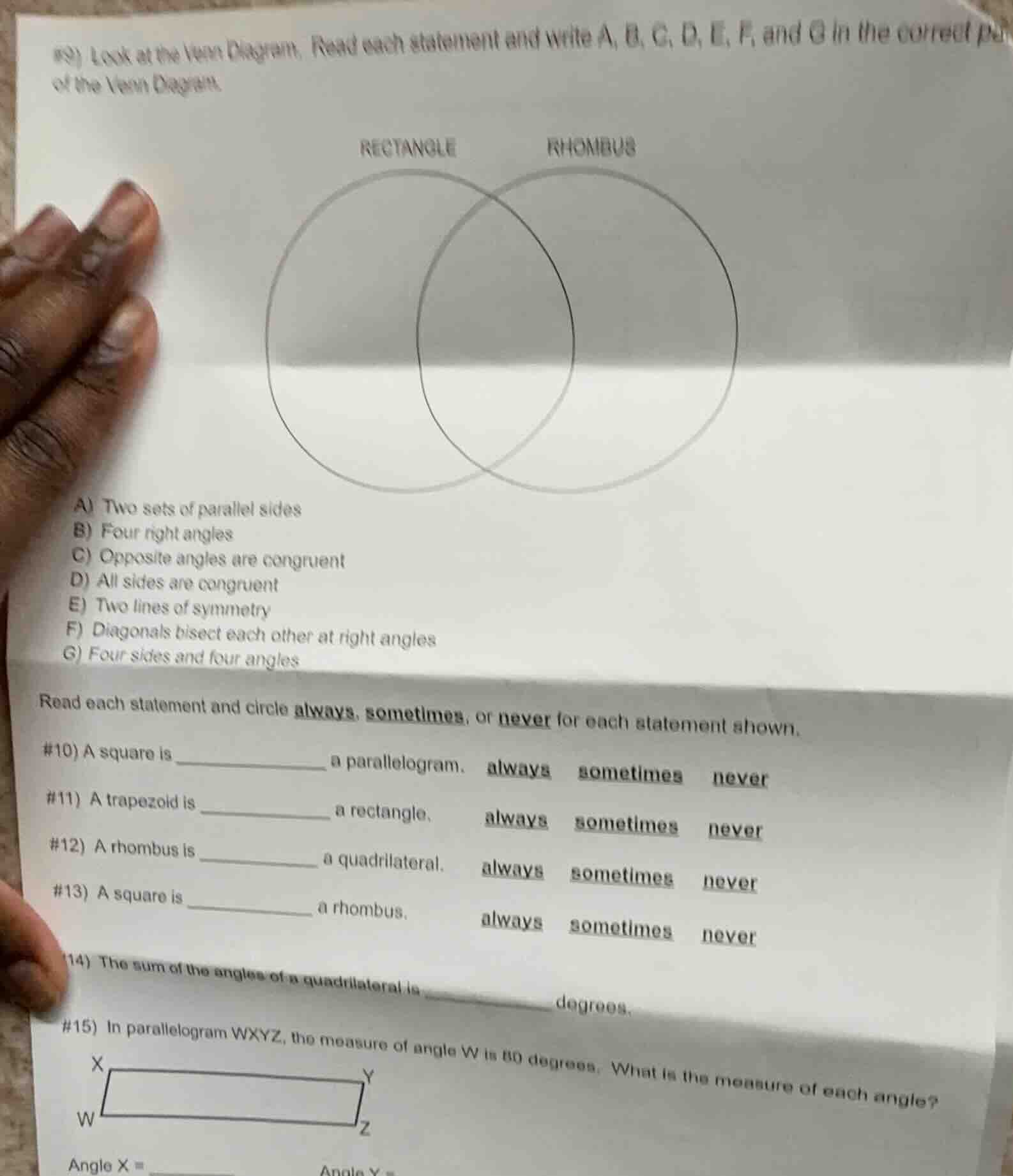 #9) look at the venn diagram. read each statement and write a, b, c, d,…