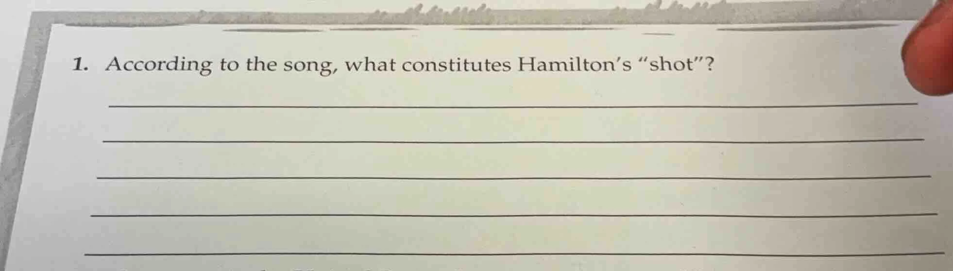 1. according to the song, what constitutes hamiltons “shot”?