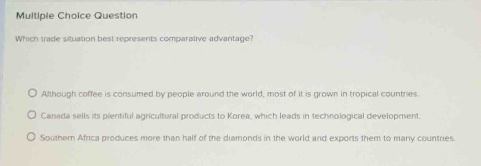 multiple choice question which trade situation best represents comparat…
