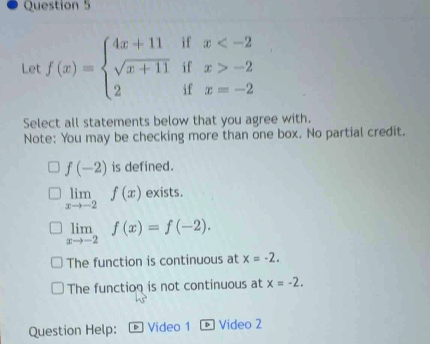 question 5 let $f(x)=\\begin{cases}4x + 11 & \\text{if } x < -2 \\\\ \\…
